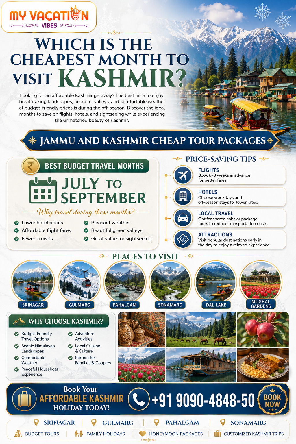 Which is the cheapest month to visit Kashmir